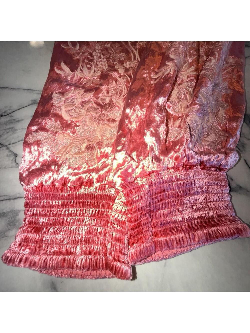 Anthropologie Rosie Embroidered Crushed Velvet Joggers Sz small boho PINK pants - Picture 6 of 8
